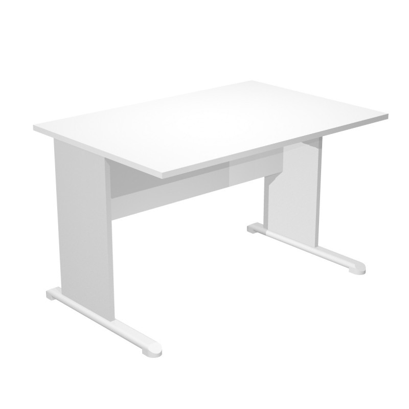 Bureau droit Pronto Bois - L.120 x P.80 cm - Plateau Blanc - Pieds L Aluminium