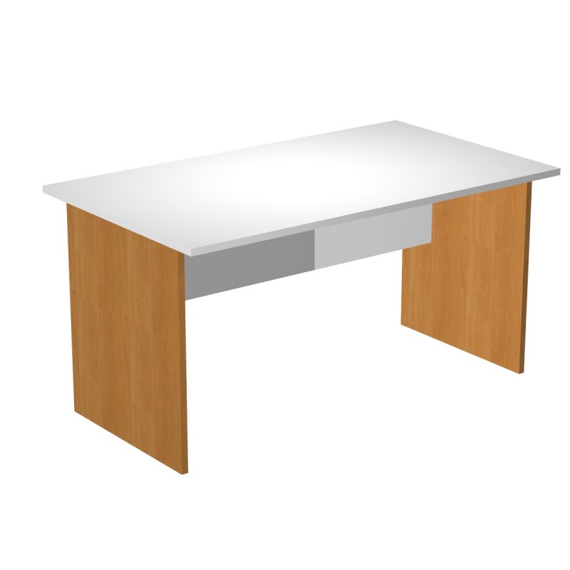 Bureau droit Pronto Bois - L.140 x P.80 cm - Plateau Blanc - Pieds panneaux Aulne