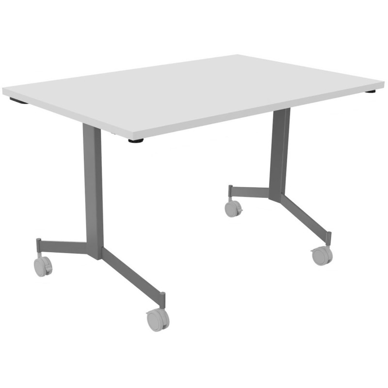 Table mobile rabattable Eureka - L.120 x P.80 cm - Plateau Blanc - Pieds Aluminium
