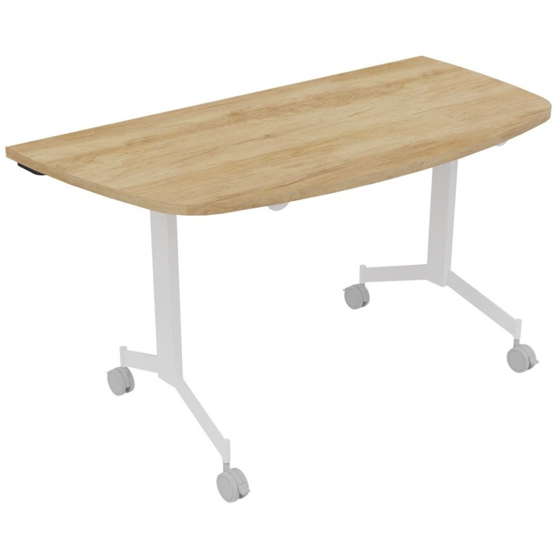 Table mobile rabattable Eureka demi-lune - L.140 x P.70 cm - Plateau Chêne Nebraska - Pieds Blanc