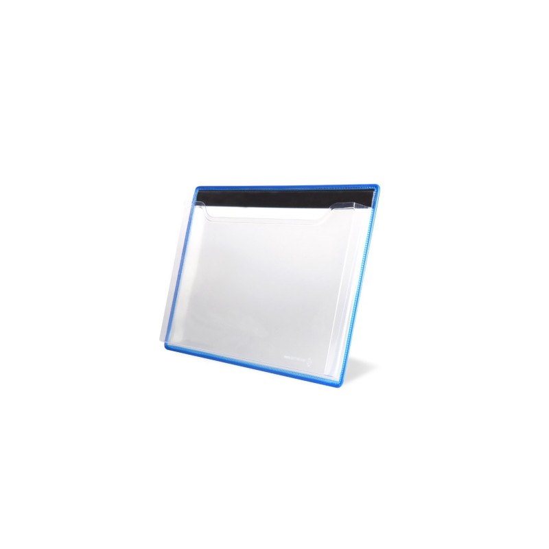 DJOIS by Tarifold Protège document mural magnétique A4 paysage en PVC rigide cadre métal Bleu - lot de 5