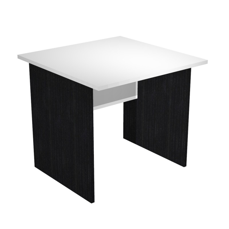 Bureau droit Pronto Bois - L.80 x P.80 cm - Plateau Blanc - Pieds panneaux Noir