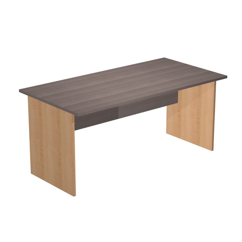 Bureau droit Pronto Bois - L.160 x P.80 cm - Plateau Cendre - Pieds panneaux Hêtre