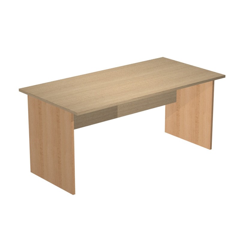 Bureau droit Pronto Bois - L.160 x P.80 cm - Plateau Chêne - Pieds panneaux Hêtre