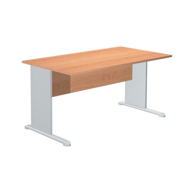 Bureau droit Pronto Bois - L.140 x P.80 cm - Plateau Aulne - Pieds L Aluminium