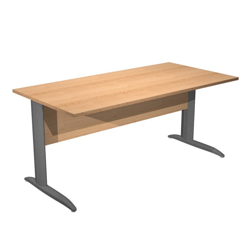 Bureau droit Pronto Métal - L.160 x P.80 cm - Plateau Hêtre - Pieds L Anthracite