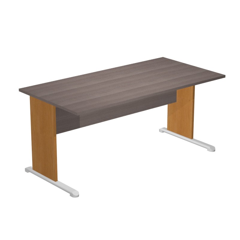 Bureau droit Pronto Bois - L.160 x P.80 cm - Plateau Cendre - Pieds L Aulne