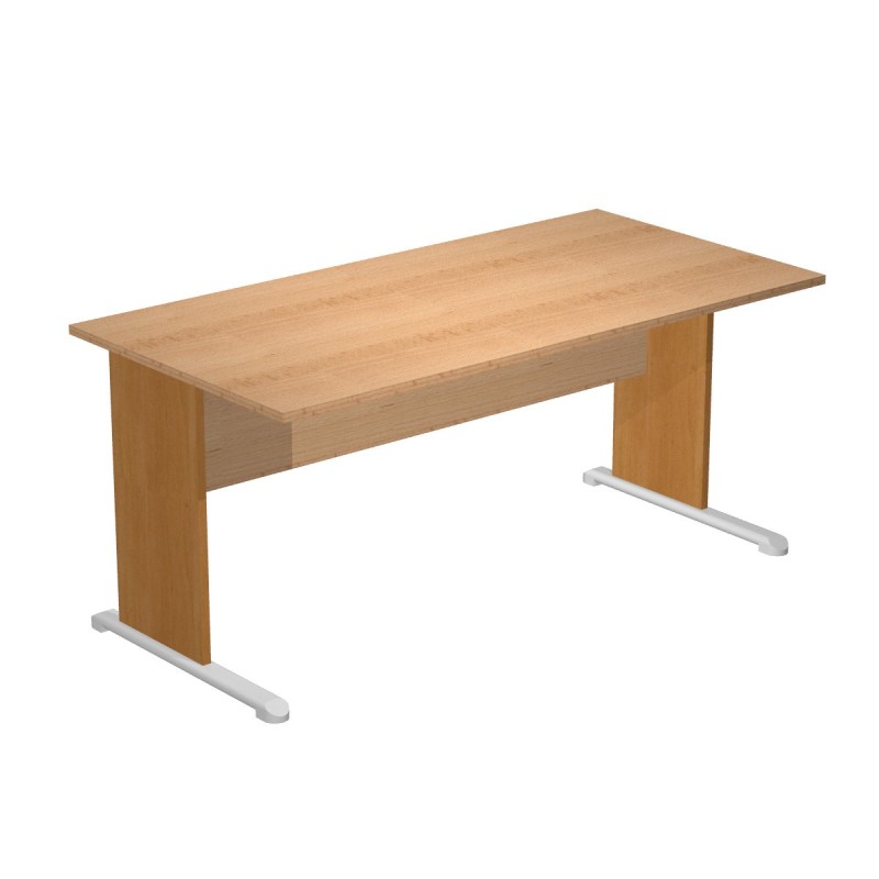 Bureau droit Pronto Bois - L.160 x P.80 cm - Plateau Hêtre - Pieds L Aulne