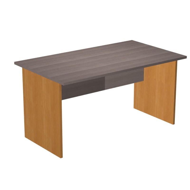 Bureau droit Pronto Bois - L.140 x P.80 cm - Plateau Cendre - Pieds panneaux Aulne