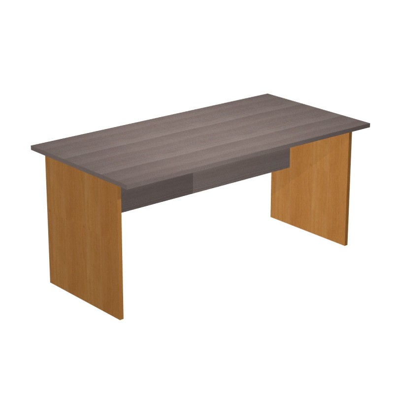Bureau droit Pronto Bois - L.160 x P.80 cm - Plateau Cendre - Pieds panneaux Aulne