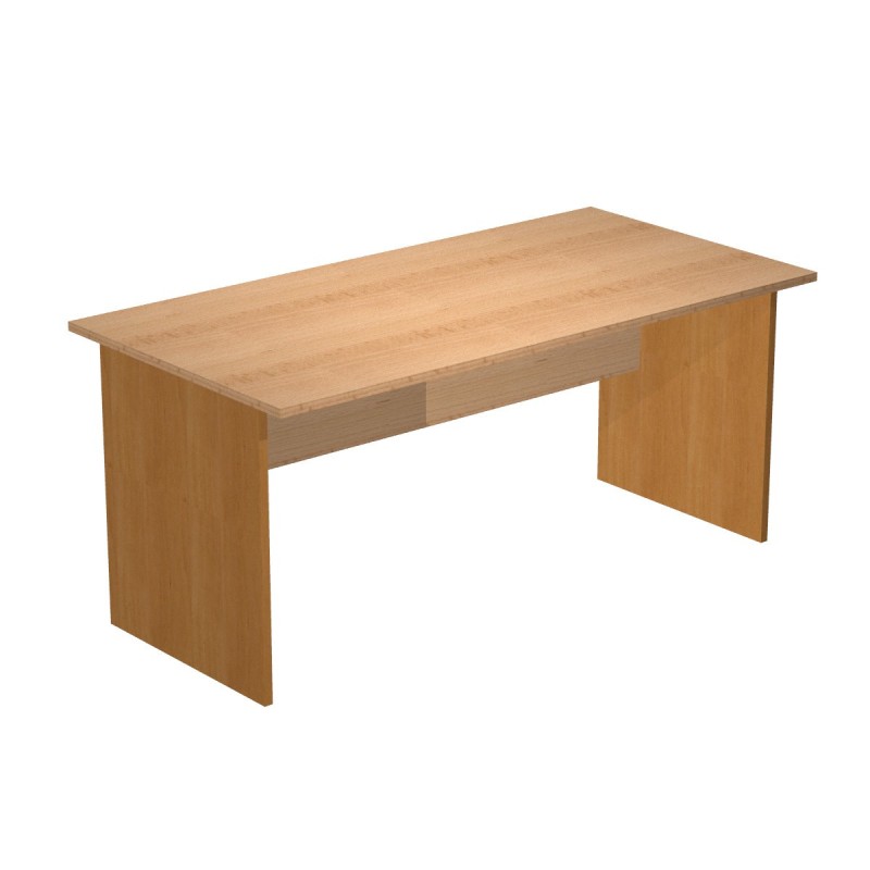 Bureau droit Pronto Bois - L.160 x P.80 cm - Plateau Hêtre - Pieds panneaux Aulne