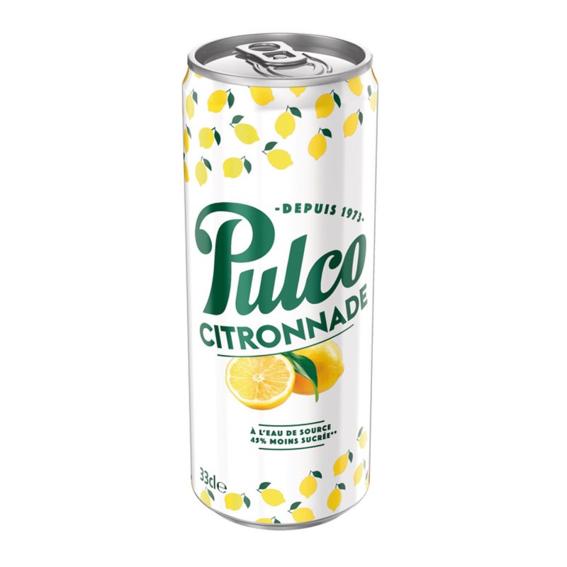 Pulco Citronnade à l'eau de source - Lot de 12 canettes slim de 33 cl