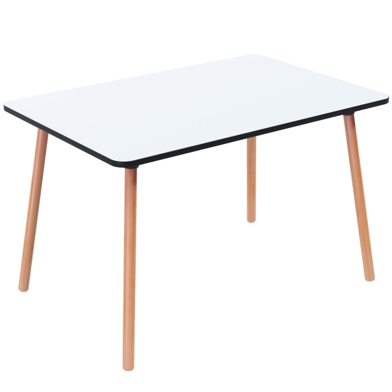 Paperflow Table de restauration rectangulaire Palomba 120 x 80 cm - Plateau Blanc - Pieds Hêtre massif vernis