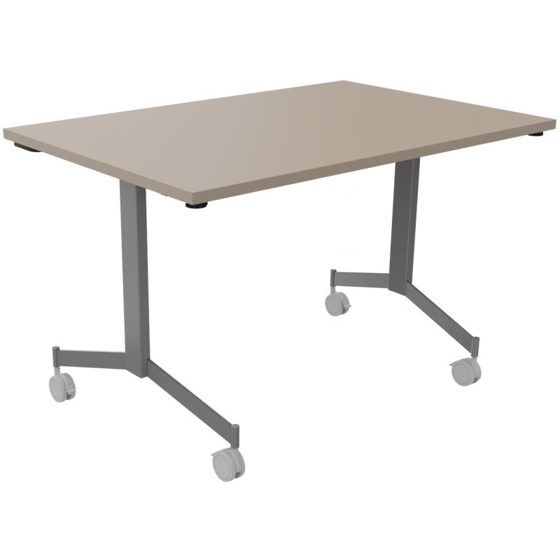 Table mobile rabattable Eureka - L.120 x P.80 cm - Plateau Argile - Pieds Aluminium