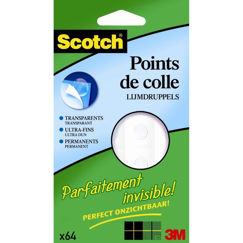 Scotch Points de colle pastilles adhésives double-face invisibles - paquet de 64