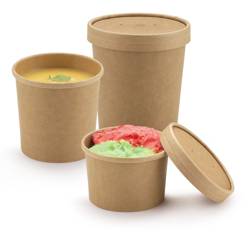 Couvercle de pot en carton 48cl kraft brun - lot de 25