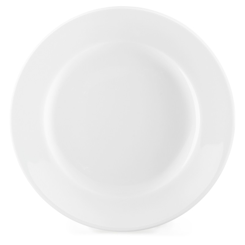 Assiette plate en porcelaine diamètre 20 cm - Blanc - Lot de 12