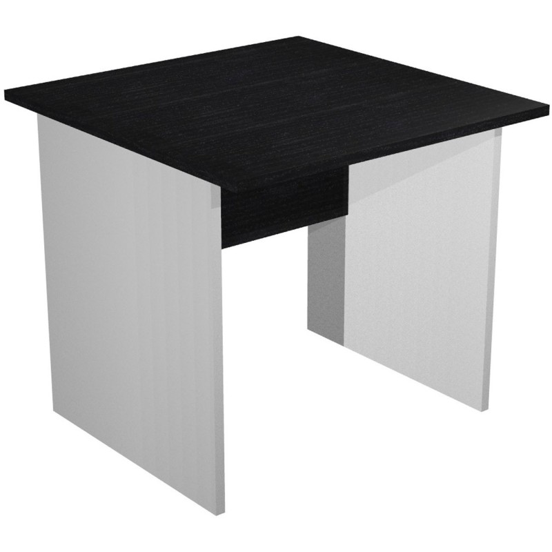 Bureau droit Pronto Bois - L.80 x P.80 cm - Plateau Noir - Pieds panneaux Aluminium