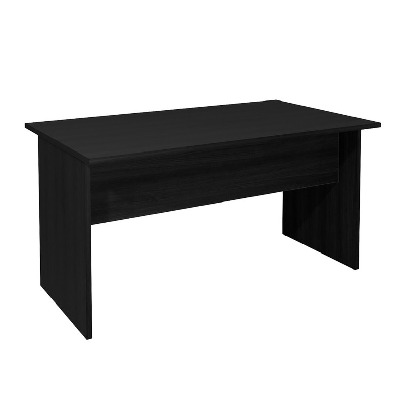 Bureau droit Pronto Bois - L.140 x P.80 cm - Plateau Noir - Pieds panneaux Noir