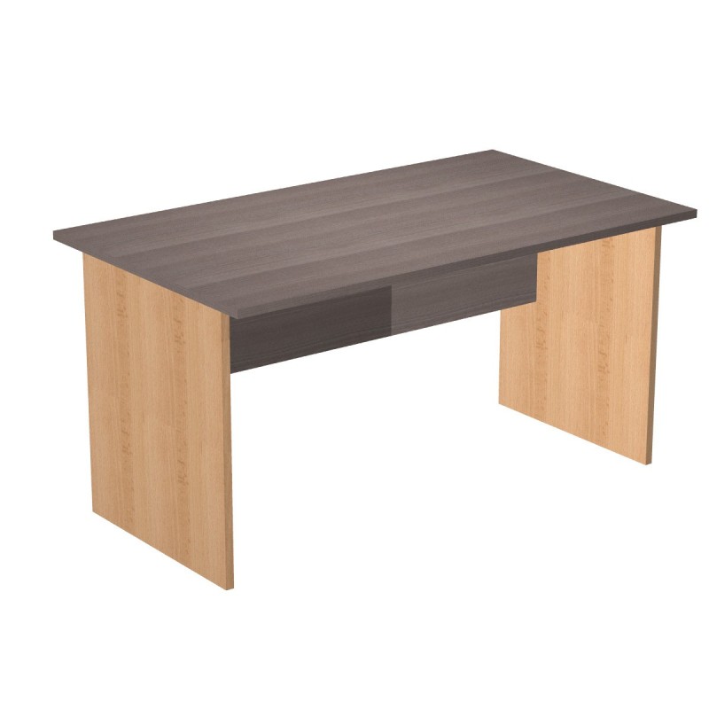 Bureau droit Pronto Bois - L.140 x P.80 cm - Plateau Cendre - Pieds panneaux Hêtre