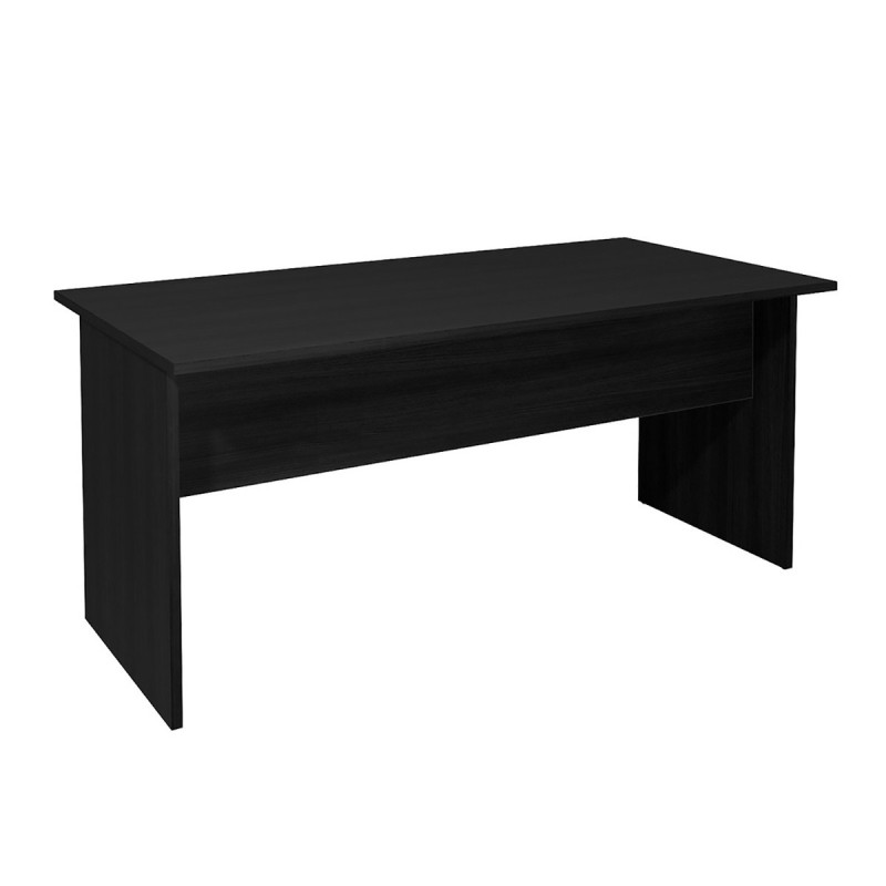 Bureau droit Pronto Bois - L.160 x P.80 cm - Plateau Noir - Pieds panneaux Noir