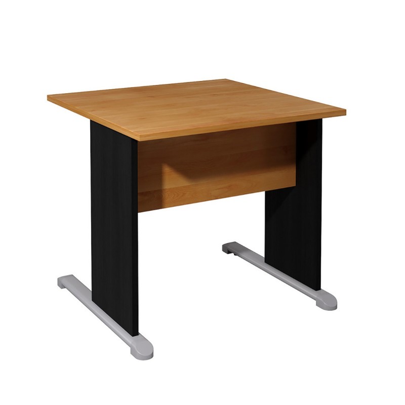 Bureau droit Pronto Bois - L.80 x P.80 cm - Plateau Aulne - Pieds L Noir