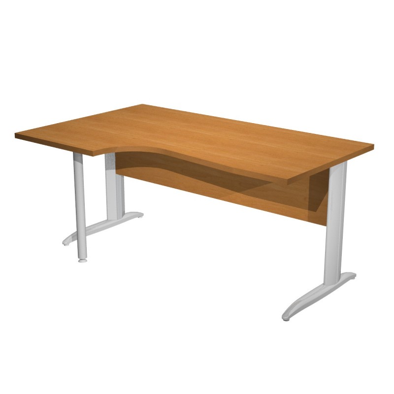Bureau d'angle compact retour à gauche Pronto Métal - L.160 x P.100 cm - Plateau Aulne - Pieds L Chrome