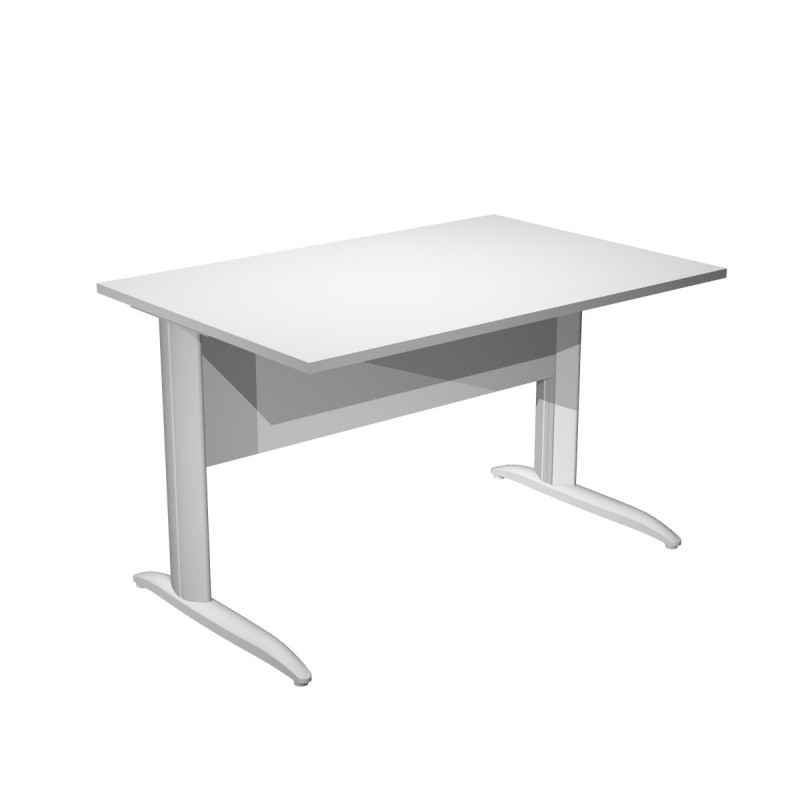 Bureau droit Pronto Métal - L.120 x P.80 cm - Plateau Blanc - Pieds L Aluminium