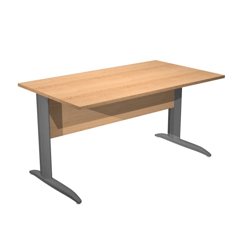 Bureau droit Pronto Métal - L.140 x P.80 cm - Plateau Hêtre - Pieds L Anthracite