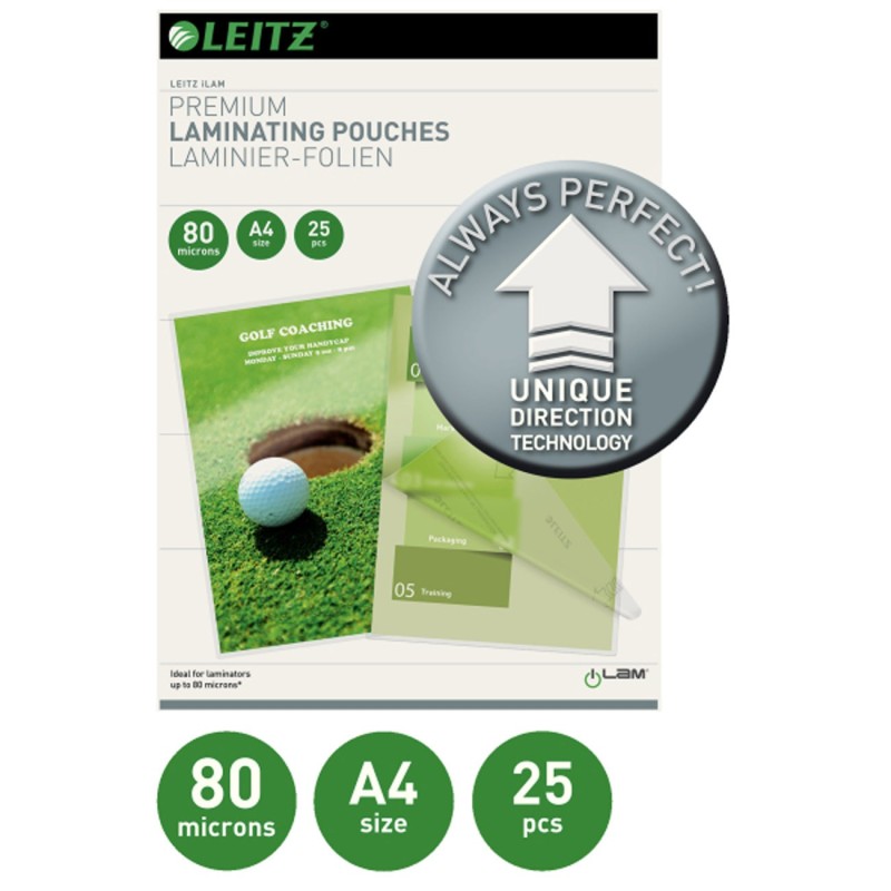 Leitz Pochettes de plastification A4 iLAM UDT - Transparente - Epaisseur : 80 microns par face - Boîte de 25
