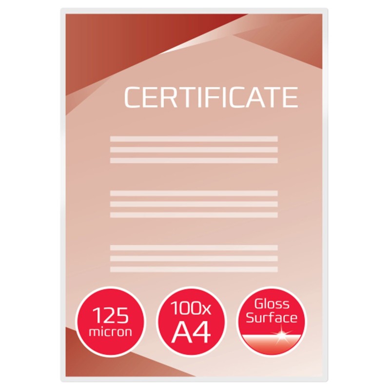 GBC Pochettes de plastification brillantes A4 - Transparente - Epaisseur : 125 microns par face - Boîte de 100