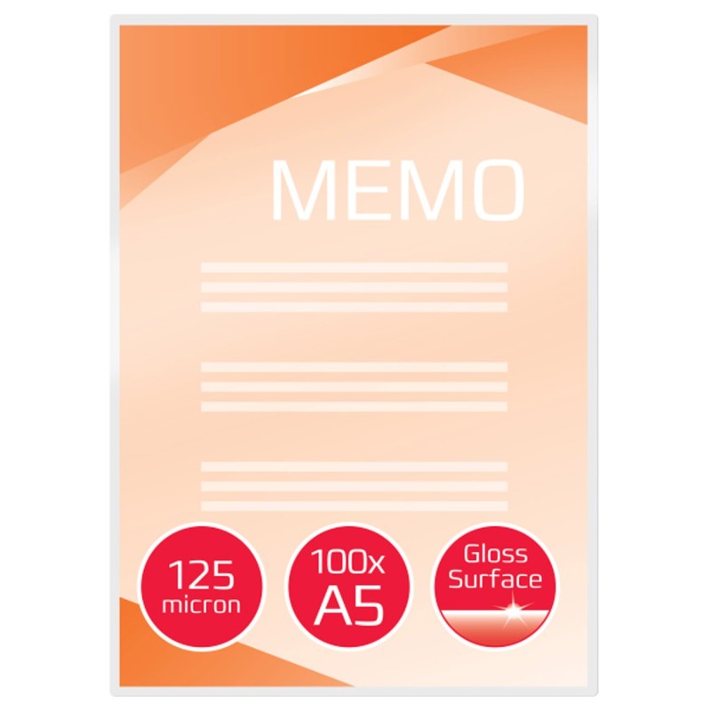 GBC Pochettes de plastification brillantes A5 - Transparente - Epaisseur : 125 microns par face - Boîte de 100
