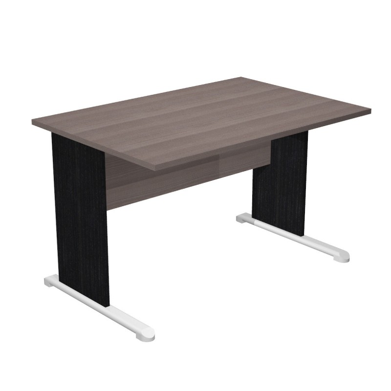 Bureau droit Pronto Bois - L.120 x P.80 cm - Plateau Cendre - Pieds L Noir
