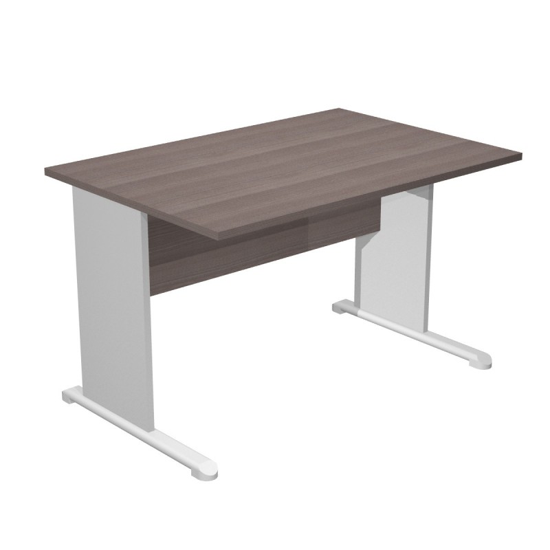 Bureau droit Pronto Bois - L.120 x P.80 cm - Plateau Cendre - Pieds L Aluminium