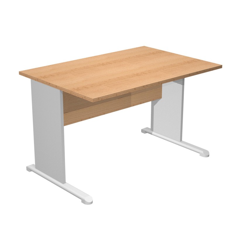 Bureau droit Pronto Bois - L.120 x P.80 cm - Plateau Hêtre - Pieds L Aluminium