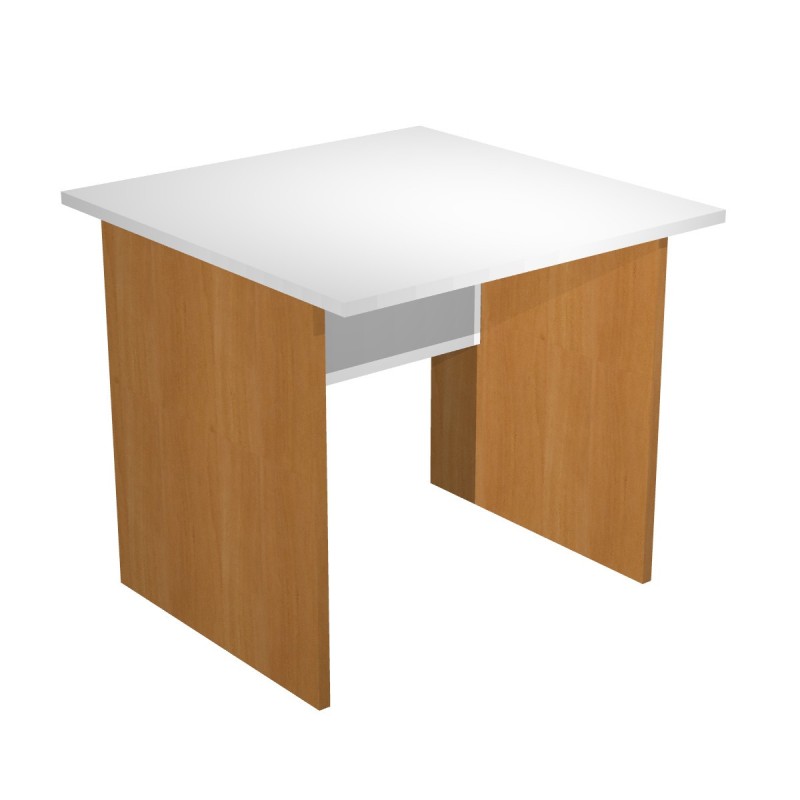 Bureau droit Pronto Bois - L.80 x P.80 cm - Plateau Blanc - Pieds panneaux Aulne