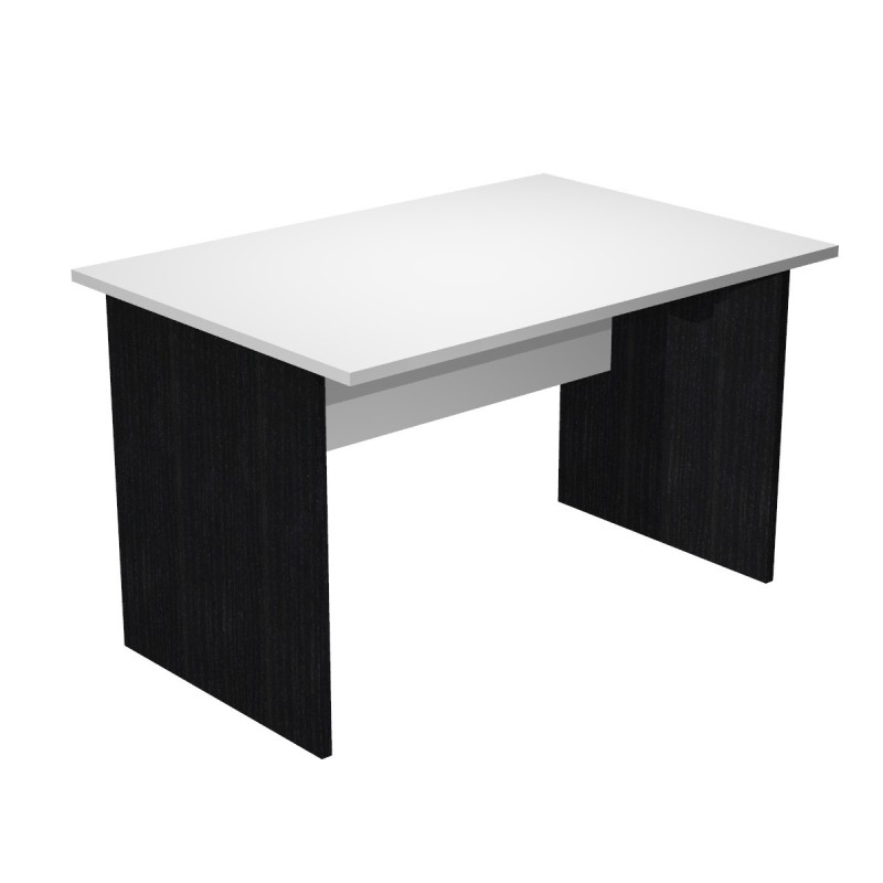 Bureau droit Pronto Bois - L.120 x P.80 cm - Plateau Blanc - Pieds panneaux Noir