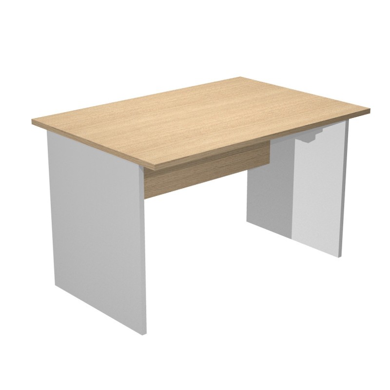 Bureau droit Pronto Bois - L.120 x P.80 cm - Plateau Chêne - Pieds panneaux Aluminium