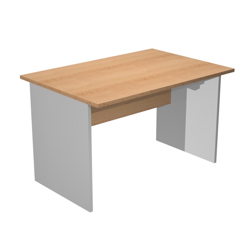 Bureau droit Pronto Bois - L.120 x P.80 cm - Plateau Hêtre - Pieds panneaux Aluminium