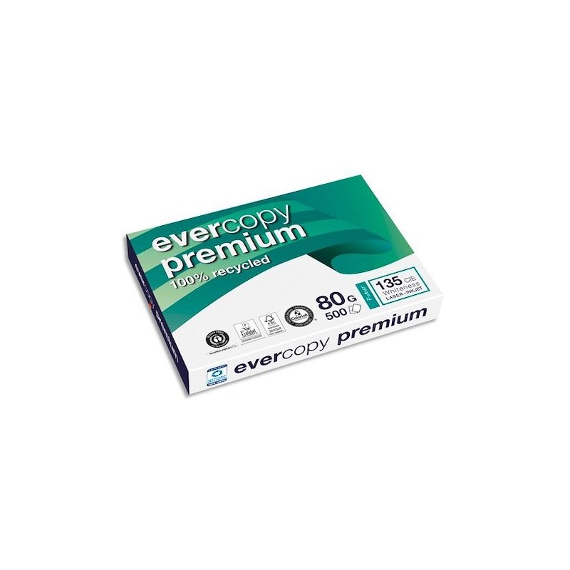 Evercopy Papier A4 blanc Premium 100% recyclé - 80 g - 500 feuilles
