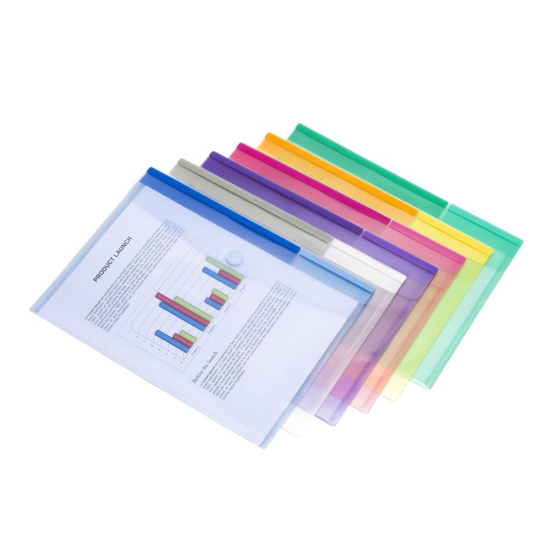 DJOIS by Tarifold Pochettes-enveloppes Color Collection A4 polypropylène assorties  - lot de 12
