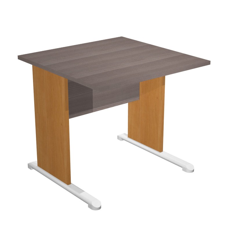 Bureau droit Pronto Bois - L.80 x P.80 cm - Plateau Cendre - Pieds L Aulne