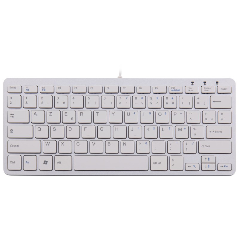 R-Go Tools Compact - Clavier ergonomique filaire USB-A - Blanc