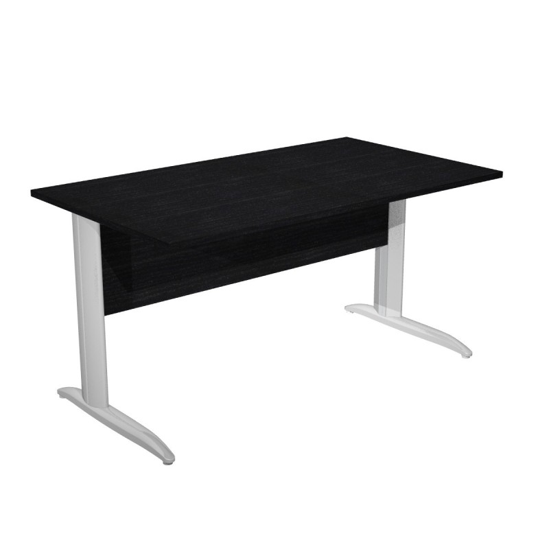 Bureau droit Pronto Métal - L.140 x P.80 cm - Plateau Noir - Pieds L Chrome