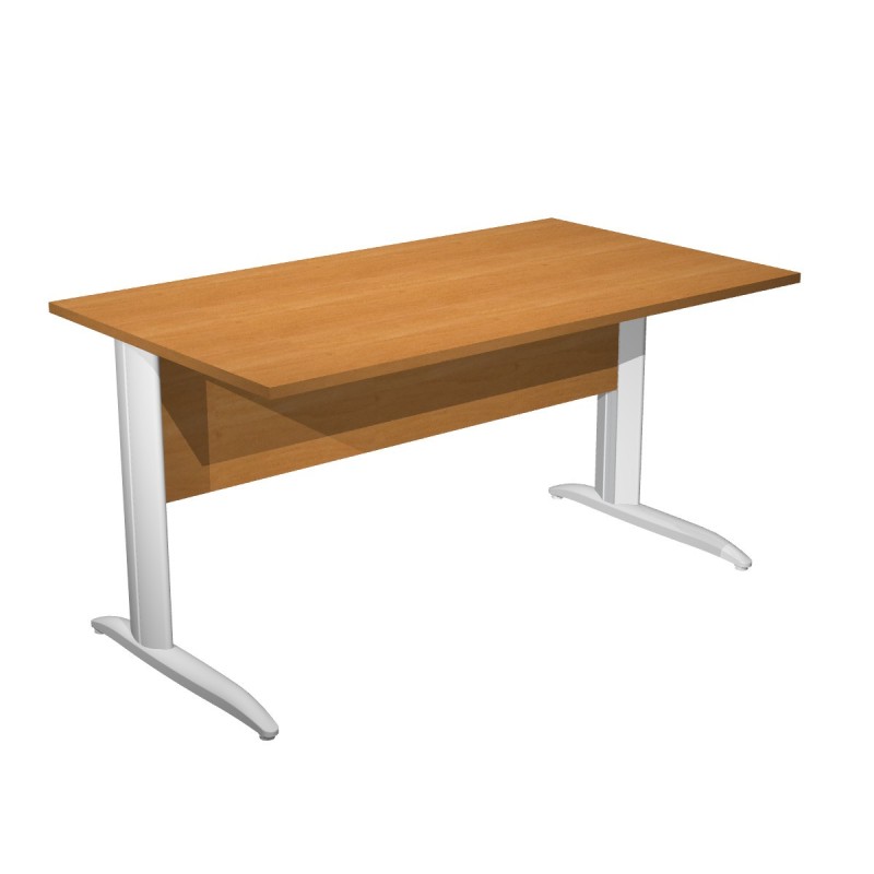 Bureau droit Pronto Métal - L.140 x P.80 cm - Plateau Aulne - Pieds L Blanc