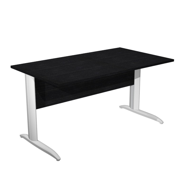 Bureau droit Pronto Métal - L.140 x P.80 cm - Plateau Noir - Pieds L Blanc