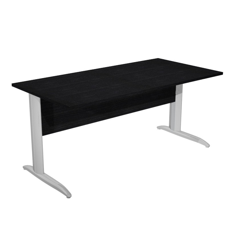 Bureau droit Pronto Métal - L.160 x P.80 cm - Plateau Noir - Pieds L Chrome