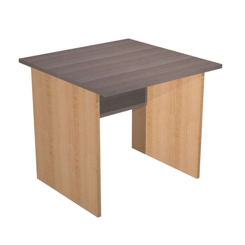 Bureau droit Pronto Bois - L.80 x P.80 cm - Plateau Cendre - Pieds panneaux Hêtre