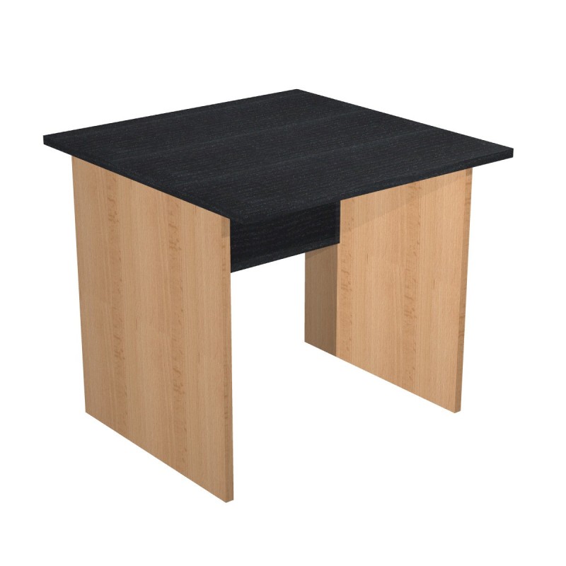 Bureau droit Pronto Bois - L.80 x P.80 cm - Plateau Noir - Pieds panneaux Hêtre