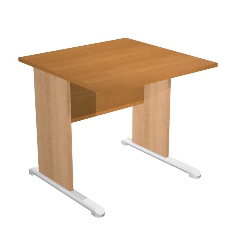 Bureau droit Pronto Bois - L.80 x P.80 cm - Plateau Aulne - Pieds L Hêtre